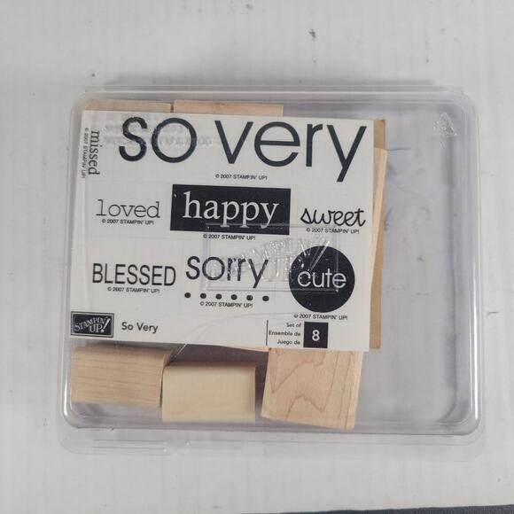 New Unmounted Stampin' Up So Very 8 Wooden Stamps Sorry Missed Special Occasions - Picture 2 of 2